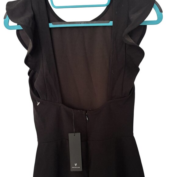 LULUS Feel Your Love Black Ruffled Wide-Leg Jumpsuit XS - Picture 4 of 5